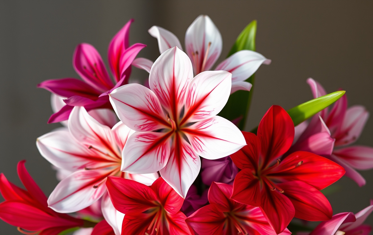 En bukett med alstroemeria i olika färger